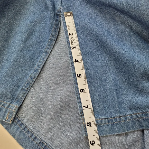 Vintage Koret City Blues Size 12 Maxi Skirt Blue Denim Pockets Elastic Waist - Picture 14 of 14